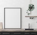 Mock up poster frame in kitchen interior background, Ethnic style Royalty Free Stock Photo