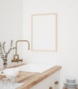 Mock up poster frame in kitchen interior, Farmhouse style Royalty Free Stock Photo