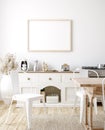 Mock up poster frame in kitchen interior, Farmhouse style Royalty Free Stock Photo