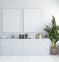 Mock up poster frame in kitchen interior, Scandinavian style Royalty Free Stock Photo