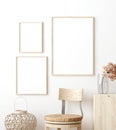 Mock up poster frame in living room interior. Interior Scandinavian style