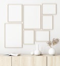 Mock up poster frame in living room interior. Interior Scandinavian style