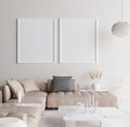 Mock up poster frame in modern home interior. Scandinavian style