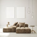 Mock up poster frame in modern interior background living room Art Deco style 3D render Royalty Free Stock Photo