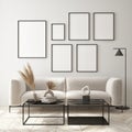 Mock up poster frame in modern interior background living room Art Deco style 3D render Royalty Free Stock Photo