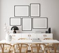 Mock up poster frame in modern interior background, living room, Scandinavian style, 3D render, 3D illustration Royalty Free Stock Photo