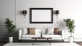 mock up poster frame in modern interior background, living room, Scandinavian style, 3D render, 3D illustration