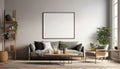 Mock-up poster frame in modern interior background. Living room. Scandinavian style Royalty Free Stock Photo