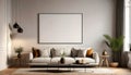 Mock-up poster frame in modern interior background. Living room. Scandinavian style Royalty Free Stock Photo