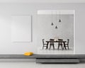 Mock up poster frame in Scandinavian style hipster interior. White modern interior. 3D illustration Royalty Free Stock Photo