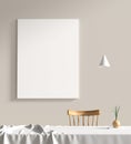 Mock up poster frame in scandinavian style interior. Minimalist interior design. 3D illustration Royalty Free Stock Photo