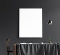 Mock up poster frame in scandinavian style interior. Minimalist interior design. 3D illustration Royalty Free Stock Photo