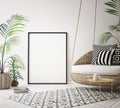 Mock up poster frame in tropical interior background, modern Caribbean style Royalty Free Stock Photo