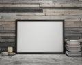 Mock up poster frame in vintage hipster loft interior background