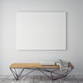 Mock up poster frames in hipster interior background Royalty Free Stock Photo