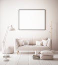 Mock up poster in hipster background interior, pastel colored interior,