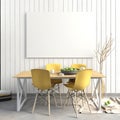 Mock up poster in interior with dining area. living room modern style. Royalty Free Stock Photo