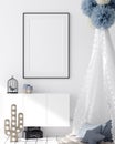 Mock up poster in kids bedroom interior background, Scandinavian style Royalty Free Stock Photo