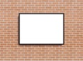 Mock up poster with loft interior background. Frame on the wall. Photoframe mockup. Brick wall. Vector template for picture,poster Royalty Free Stock Photo