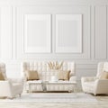 Mock up poster in luxury classic style living room interior