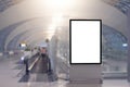 Mock up Poster media template Ads display in Subway station escalator Royalty Free Stock Photo