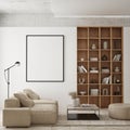 MOck up poster in modern home interior background, Living room, Scandinavian style 3D render