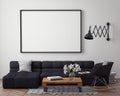 Mock up poster with modern loft interior background, Royalty Free Stock Photo