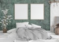 Mock-up poster in old shabby bedroom interior Royalty Free Stock Photo
