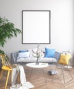 Mock up poster, Scandinavian living room concept design