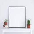 Mock up poster on table, Scandinavian style Royalty Free Stock Photo