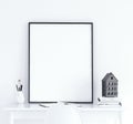 Mock up poster on table, Scandinavian style Royalty Free Stock Photo