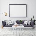 Mock up poster with vintage hipster loft interior background Royalty Free Stock Photo