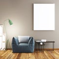 Mock up poster with vintage pastel hipster minimalism loft interior background