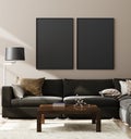 Mock up poster,wall in luxury modern living room interior