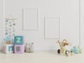 Mock up posters in child room interior Royalty Free Stock Photo