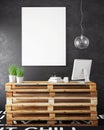 Mock up posters frames and hipster loft interior background Royalty Free Stock Photo