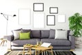 Mock up posters in living room interior. Interior scandinavian style. 3d rendering, 3d illustration