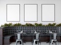 Mock up posters in modern restaurant interior, 3d render