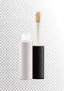 Vector mock up of realistic concealer makeup open bottle with tassel. Package of face skin corrective cosmetic product