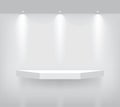 Mock up Realistic Empty Geometric Shelf for interior to Show Product with Spotlight and shadow on White background. Pedestal