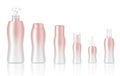 Mock up Realistic Rose Gold Pastel Bottles, Pump, Dropper and Spray Set for Skincare, Oil, Cream, Body lotion, Shampoo and Soap