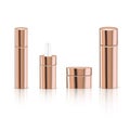 Mock up Realistic Rose Gold Pastel Cosmetic Product Bottles and Dropper Set for Serum Essential Oil Or Lotion Background