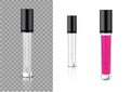 Mock up Realistic Transparent Bottle Cosmetic Lip Gloss Balm,Concealer, Oil for Skincare Product Packaging With Metallic Cap