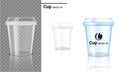 Mock up Realistic Transparent Cup Plastic Packaging Product and Logo Design on Transparent and White Background Illustration Royalty Free Stock Photo