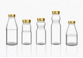 Mock up Realistic Transparent Plastic Packaging Product For Milk, Soft Drink or Water Juice Bottle With Gold Cap isolated Backgr Royalty Free Stock Photo