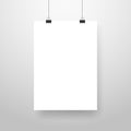 Mock-Up Realistic White Poster Hanging.