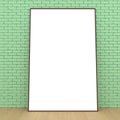 Mock up room, white poster on green wall 3D rendering Royalty Free Stock Photo