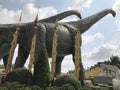 Mock-up of Sauroposeidon in dinosaur valley of Nong Nooch Tropical Botanical Garden in Thailand. Royalty Free Stock Photo