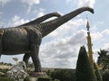 Mock-up of Sauroposeidon in dinosaur valley of Nong Nooch Tropical Botanical Garden in Thailand. Royalty Free Stock Photo