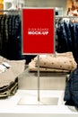 Mock up signboard stand at shop clothing Royalty Free Stock Photo